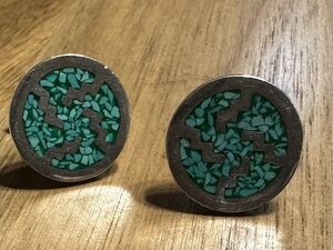 Vintage Tasco Sterling Silver w/ Turquoise Inaly Cufflinks